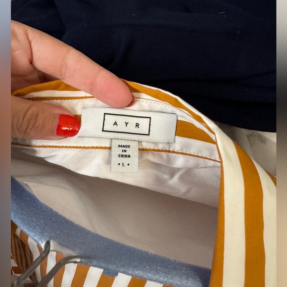 All Year Round Ayr Striped Button Down Large - Picture 3 of 3